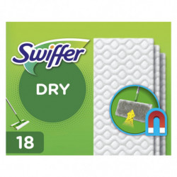 SWIFFER - Recharges Lingettes Sèches Pour Balai Attrape-Poussière - paquet de 18 Lingettes Sonico.fr