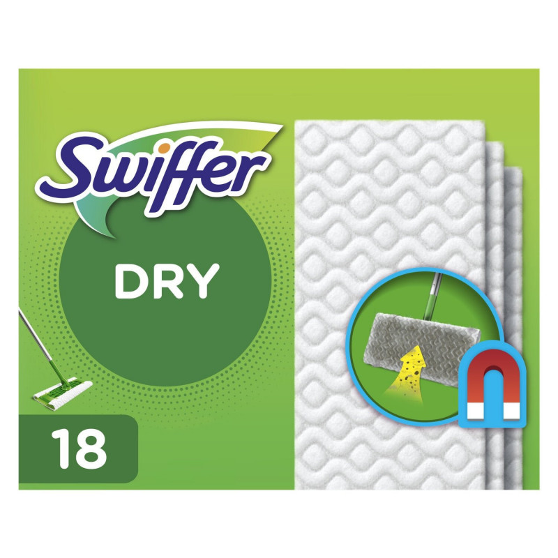 SWIFFER - Recharges Lingettes Sèches Pour Balai Attrape-Poussière - paquet de 18 Lingettes Sonico.fr