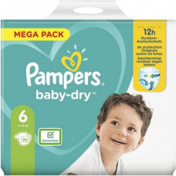 PAMPERS - Couches Baby-Dry Pants Taille 6 - paquet de 70 couches Sonico.fr