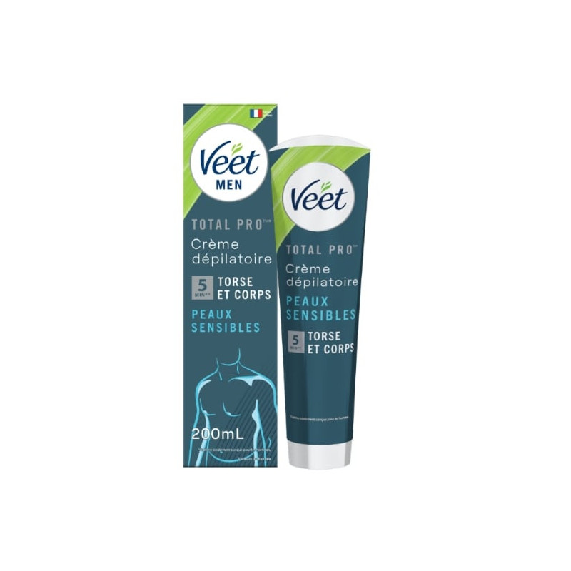 VEET - Men Crème Dépilatoire Peaux Sensibles Bleu - tube de 200 ml Sonico.fr
