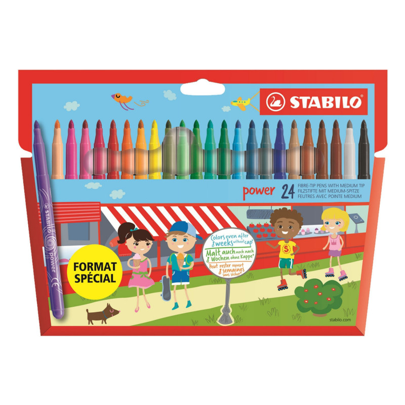 STABILO - Pochette de feutres dessin pointe moyenne - paquet de 24 feutres Sonico.fr
