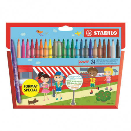 STABILO - Pochette de feutres dessin pointe moyenne - paquet de 24 feutres Sonico.fr