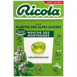 RICOLA - Bonbons Menthe des Montagne sans sucres - boite de 50 g Sonico.fr
