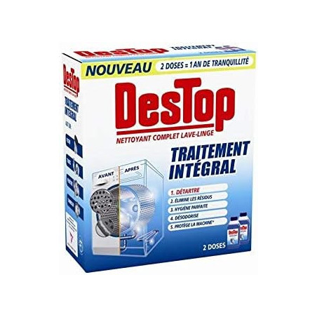DESTOP - Traitement Intégral Pour Lave-Linge - paquet de 2 flacons de 250 ml Sonico.fr