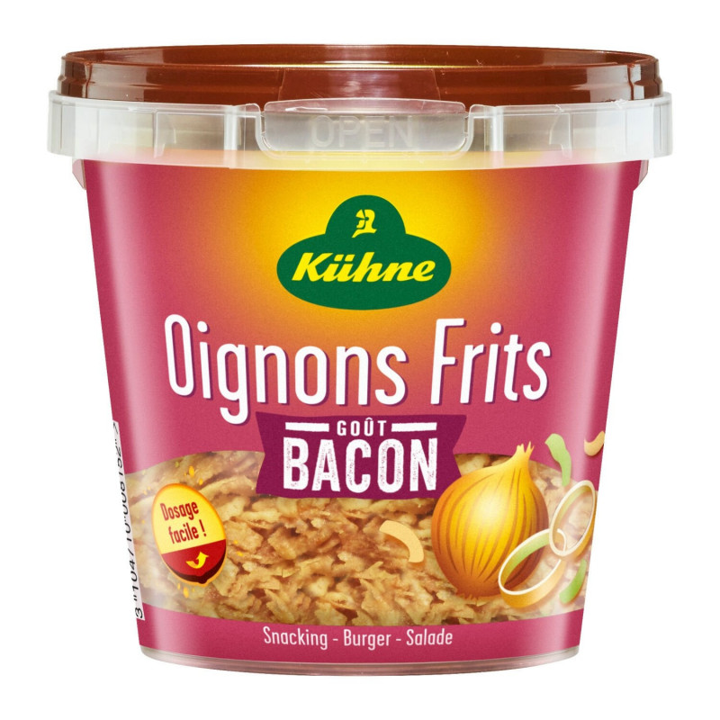 KUHNE - Oignons Frits gout Bacon - boite de 100 g Sonico.fr