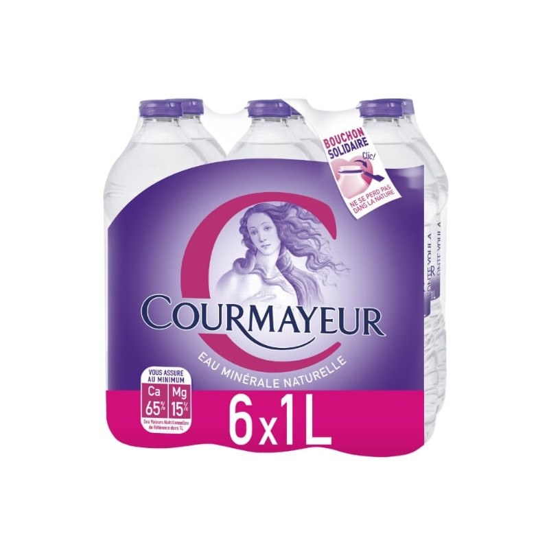 COURMAYEUR - Eau minérale naturelle magnésium - pack de 6 bouteilles de 1 L Sonico.fr