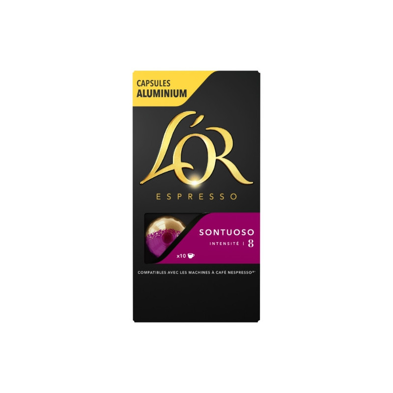 L'OR - Sontuoso Intensité 8 - Café compatibles Nespresso - boite de 10 capsules Sonico.fr