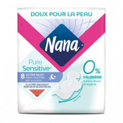 NANA - Pure Sensitive Ultra Nuit Plus Serviettes hygiéniques - paquet de 8 serviettes  Sonico.fr