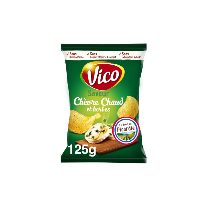 VICO - Chips Chèvre Chaud Et Herbes - paquet de 125 g Sonico.fr