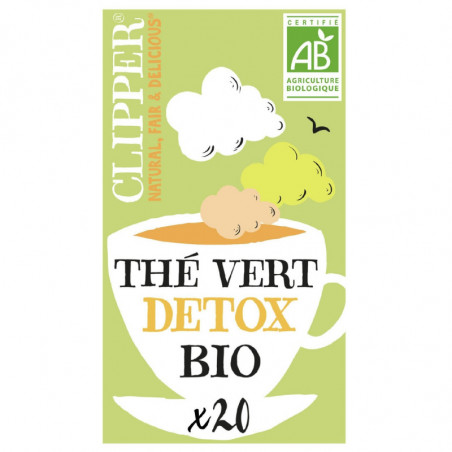 CLIPPER - Thé vert Détox Bio Fleur de Sureau Fenouil et Agrumes - boite de 20 Sachets Sonico.fr