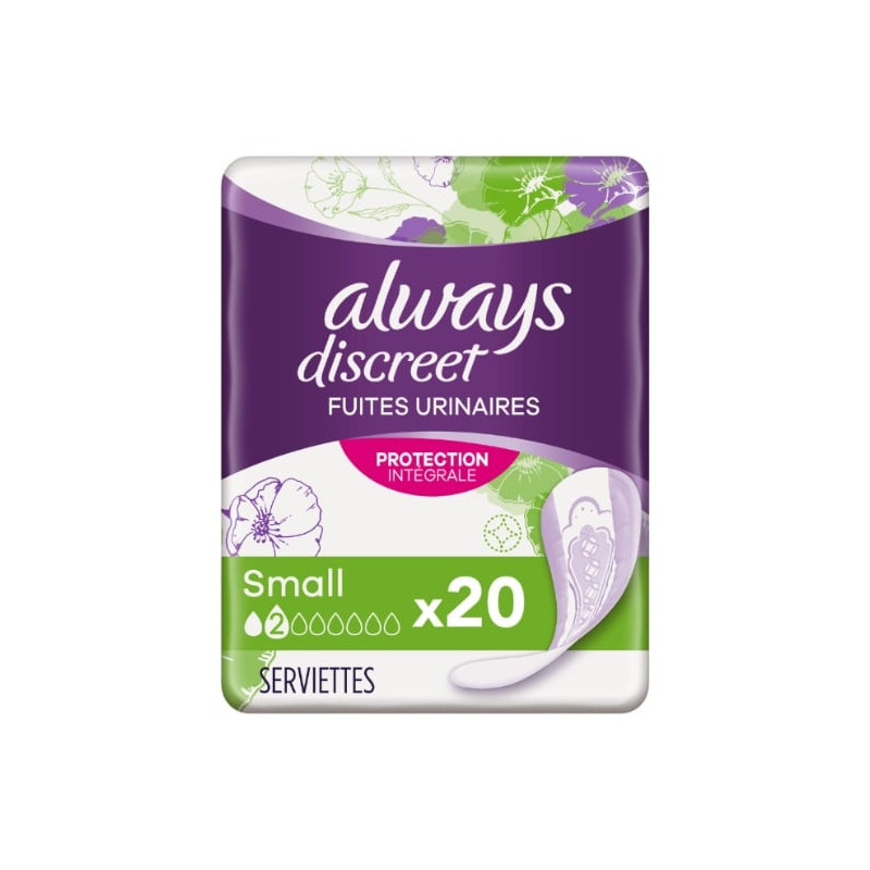 ALWAYS - Small Serviettes hygiéniques fuites urinaires - paquet de 20 Serviettes Sonico.fr