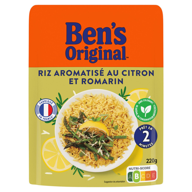 BEN'S ORIGINAL - Riz micro-ondes express Citron Romarin - sachet de 220 g Sonico.fr
