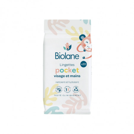 BIOLANE - Pocket Lingettes visage et main - paquet de 20 lingettes Sonico.fr
