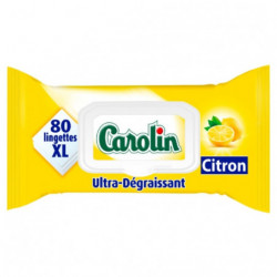 CAROLIN - Lingettes ultra-dégraissantes parfum citron - paquet de 80 lingettes Sonico.fr