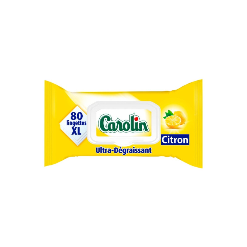 CAROLIN - Lingettes ultra-dégraissantes parfum citron - paquet de 80 lingettes Sonico.fr