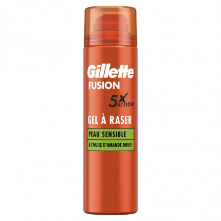GILLETTE - Fusion 5 Gel à raser Ultra Sensitive Peaux Sensibles - bombe de 200 ml Sonico.fr