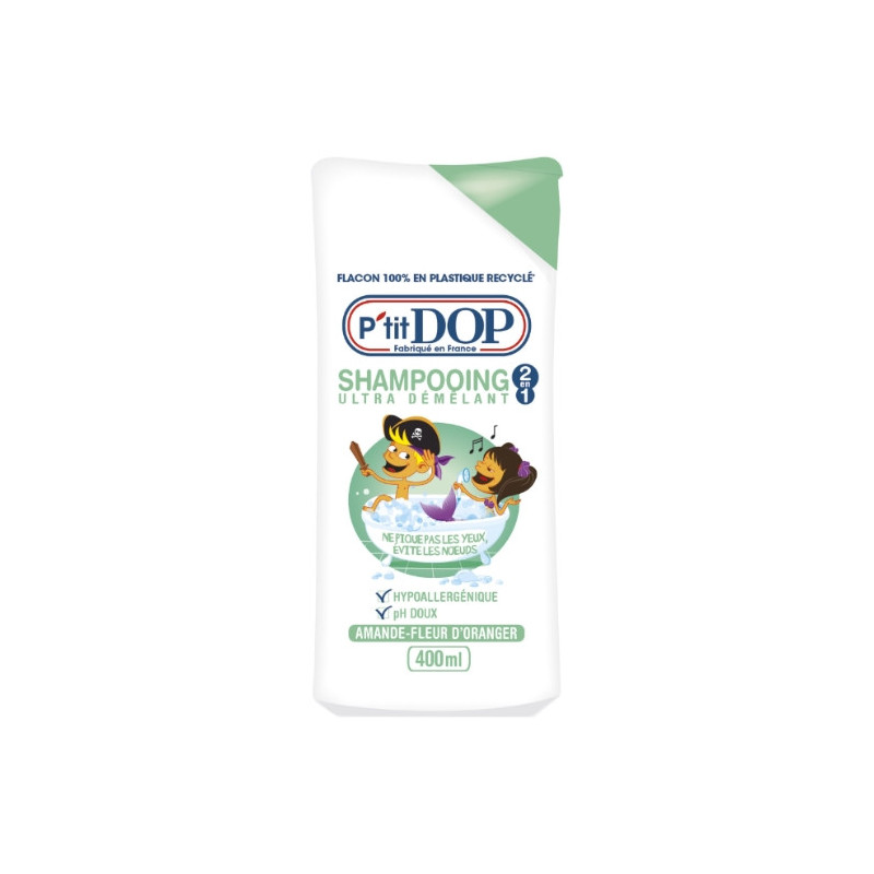 P'TIT DOP - Shampooing ultra démélant 2en1 Amande Fleur Oranger - flacon de 400 ml Sonico.fr