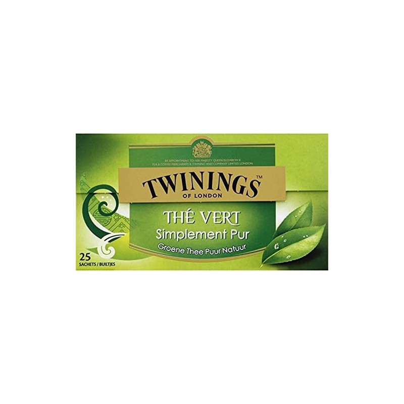 TWININGS - Thé vert Simplement Pur - boite de 25 sachets Sonico.fr