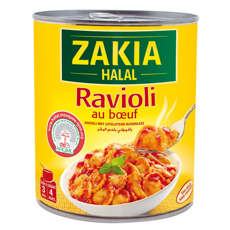 ZAKIA - Halal Ravioli Pur Boeuf - boite de 800 g Sonico.fr