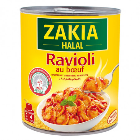 ZAKIA - Halal Ravioli Pur Boeuf - boite de 800 g Sonico.fr