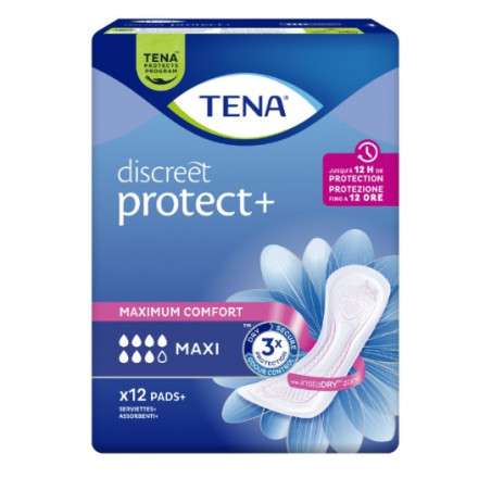 TENA - Discreet Maxi Serviettes hygiéniques - paquet de 12 Serviettes Sonico.fr