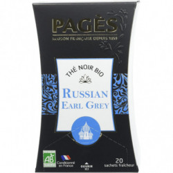 PAGES - Thé noir Russian Earl Grey Biologique - boite de 20 sachets - 36 g Sonico.fr