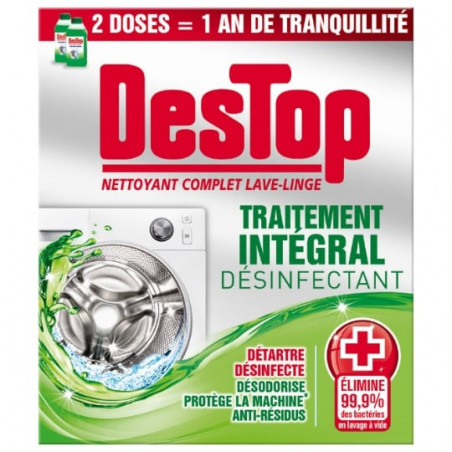 DESTOP - Traitement Intégral Désinfectant Pour Lave-Linge - paquet de 2 flacons de 250 ml Sonico.fr