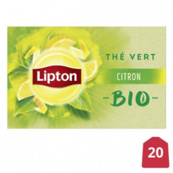 LIPTON - Thé vert aromatisé Citron Bio - boite de 20 sachets Sonico.fr