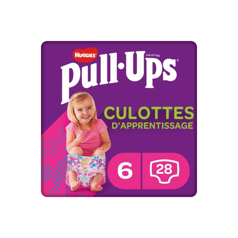 HUGGIES - Pull-Ups Trainers Couches bébé Fille 2-4 ans : 15 - 23 kg - Paquet de 28 couches Sonico.fr