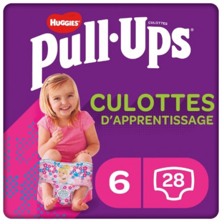 HUGGIES - Pull-Ups Trainers Couches bébé Fille 2-4 ans : 15 - 23 kg - Paquet de 28 couches Sonico.fr