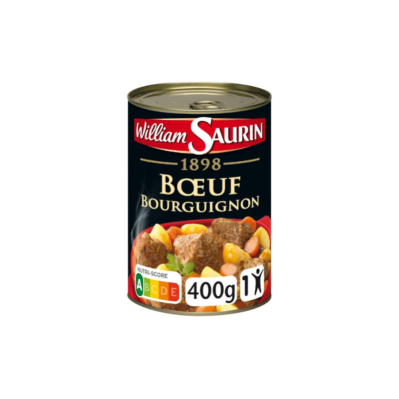WILLIAM SAURIN - Boeuf Bourguignon Plat cuisiné - boite de 400 g Sonico.fr