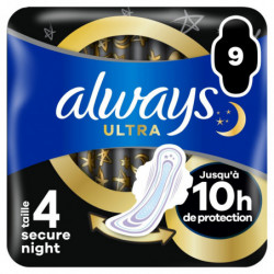 ALWAYS - Ultra Secure Night Taille 4 - Paquet de 9 serviettes hygiéniques Sonico.fr