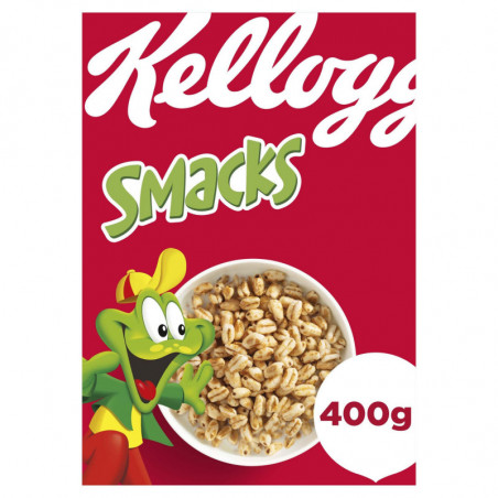 KELLOGG'S - Céréales Smacks Grains de blé soufflés caramélisé - boîte de 400 g Sonico.fr