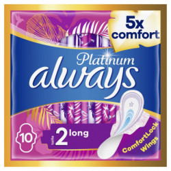 ALWAYS - Platinum Long Avec Ailettes Taille 2 - Paquet de 10 serviettes hygiéniques Sonico.fr
