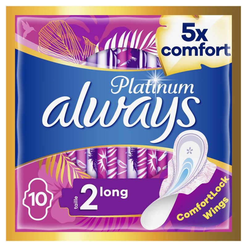 ALWAYS - Platinum Long Avec Ailettes Taille 2 - Paquet de 10 serviettes hygiéniques Sonico.fr