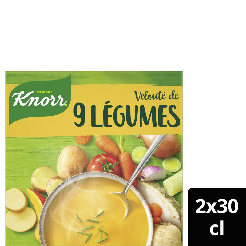 KNORR - Soupe Velouté de 9 Légumes - pack de de 2 briques de 30 cl Sonico.fr