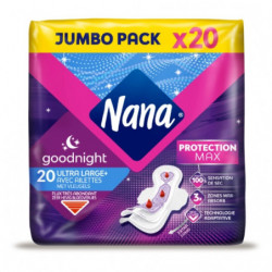 NANA - Ultra Large Goodnight avec ailettes - paquet de 20 serviettes hygiéniques Sonico.fr