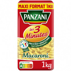 PANZANI - Pâtes Macaroni les 3 Minutes- sachet de 1 kg Sonico.fr