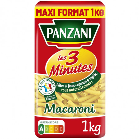 PANZANI - Pâtes Macaroni les 3 Minutes- sachet de 1 kg Sonico.fr
