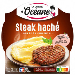 LA CUISINE D'OCEANE - Steak Haché Charolais Purée Emmental Plat cuisiné - assiette de 300 g Sonico.fr