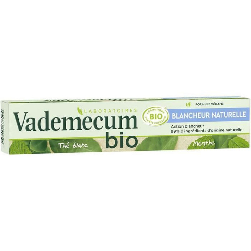 VADEMECUM - Blancheur naturelle - Dentifrice bio Thé blanc goût Menthe - tube de 75 ml Sonico.fr