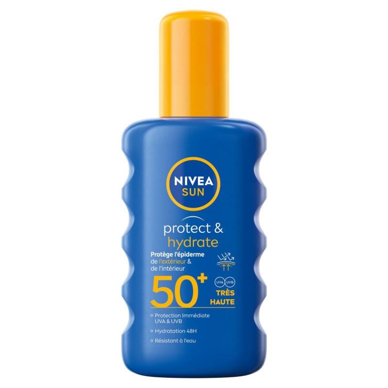NIVEA SUN - Protect Hydrate FPS 50+ Crème Protection Solaire - spray de 200 ml Sonico.fr