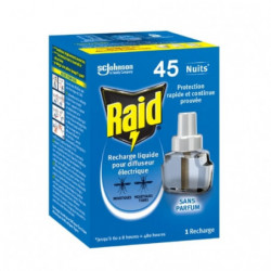 RAID - Recharge Electrique Liquide anti-moustiques 45 nuits Sans Parfum - Recharge de 27 ml Sonico.fr