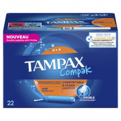 TAMPAX - Tampons Compak Super Plus Avec Applicateur - boite de 22 tampons Sonico.fr