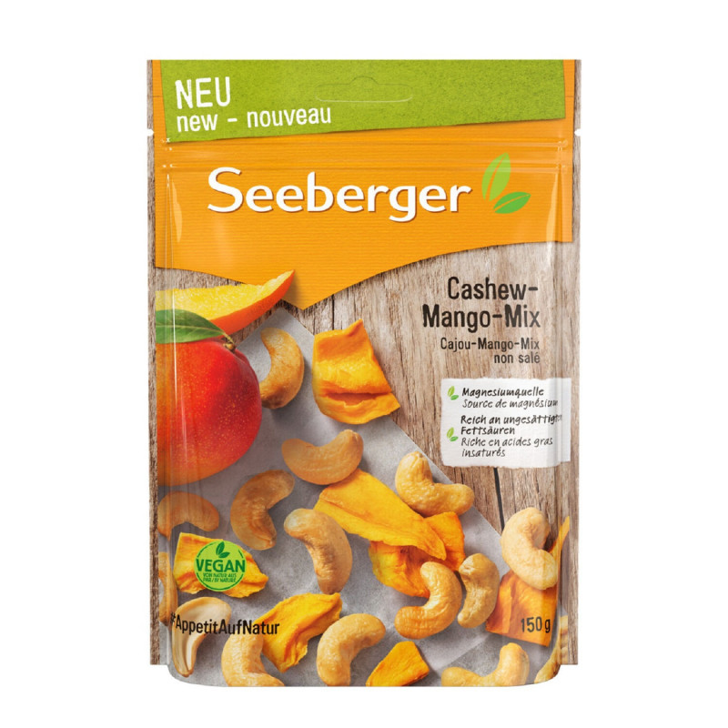 SEEBERGER - Mélange Noix de Cajou Mangue - sachet de 150 g Sonico.fr
