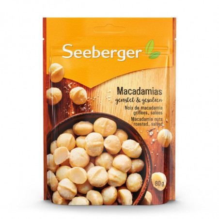 SEEBERGER - Noix de Macadamia grillées à sec salées - sachet de 80 g Sonico.fr