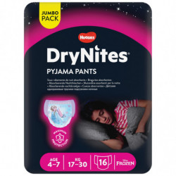 HUGGIES - DryNites Teen - Slips de nuit filles 4-7 ans (17-30 kg) - 16 culottes Sonico.fr
