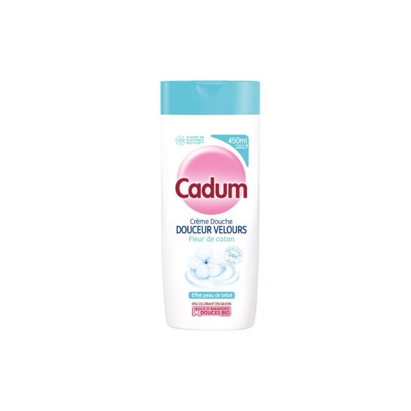 CADUM - Douceur Velours Crème Douche huile amandes douces bio coton - flacon de 450 ml Sonico.fr