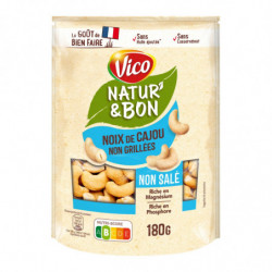 VICO - Natur Bon Noix de cajou Non Grillées Non Salé - paquet de 180 g Sonico.fr