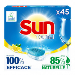 SUN - Tout en 1 Tablettes lave-vaisselle Citron - paquet de 45 Tablettes Sonico.fr